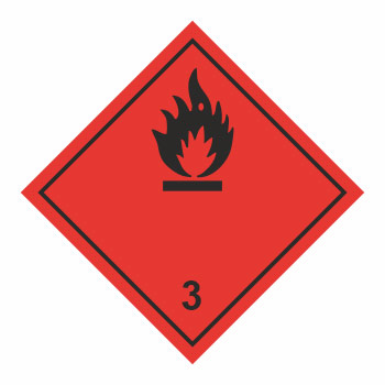 Знак перевозки опасных грузов «Класс 3. Легковоспламеняющиеся жидкости» (пленка, 100х100 мм)